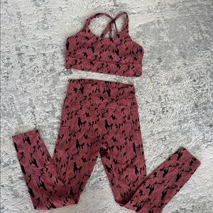 Women's Burgundy and Black Activewear Set